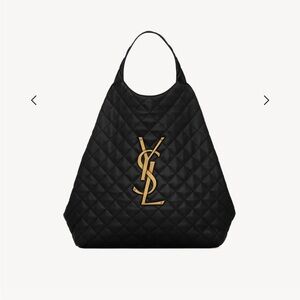 Authentic Yves Saint Laurent (YSL) Icare Maxi Black Shopping Bag in Lambskin